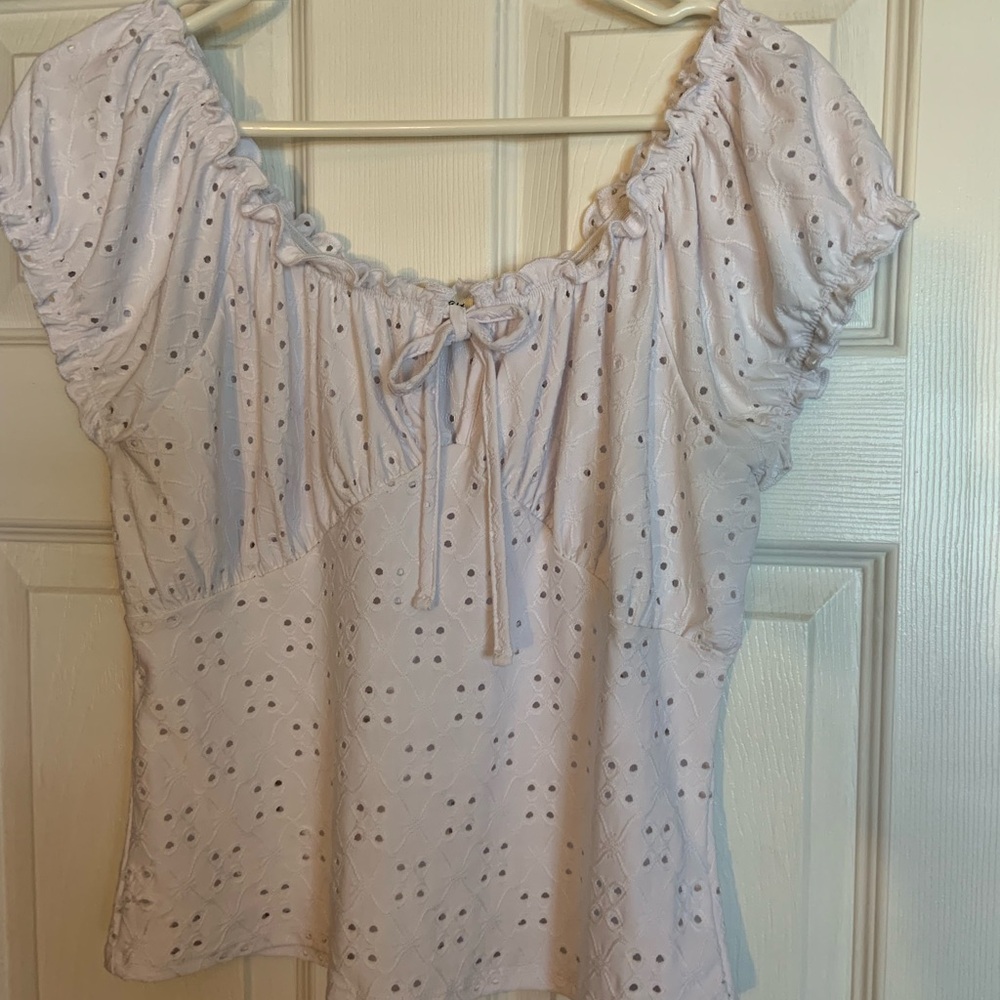 Derek Heart White Eyelet Blouse